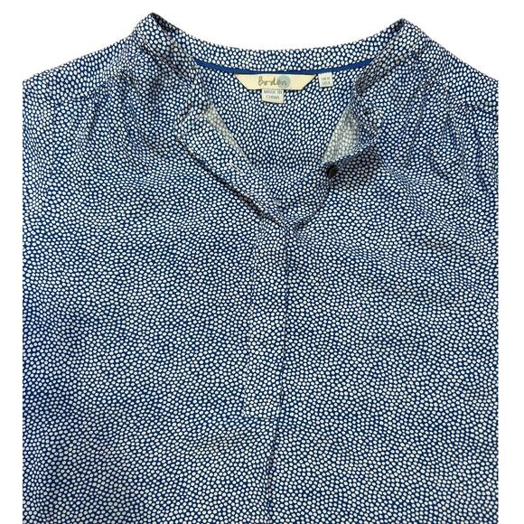 BODEN Blue Polka Dot Paula Popover Collarless Long Sleeve Tunic Women's US 4 - Picture 1 of 6